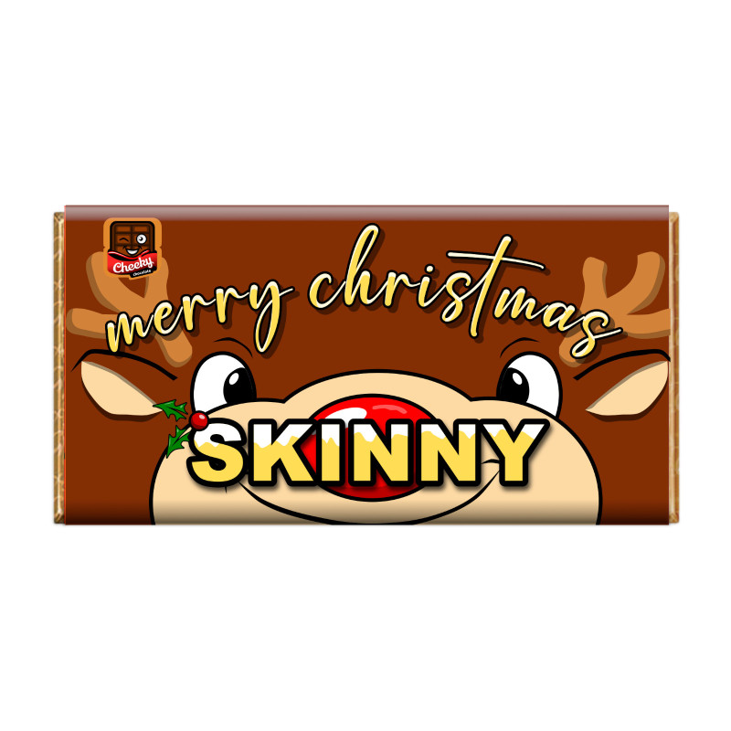 Merry Christmas Skinny Cheeky Chocolate - Novelty Chocolate Wrapper Or Bar Novelty Joke Gift